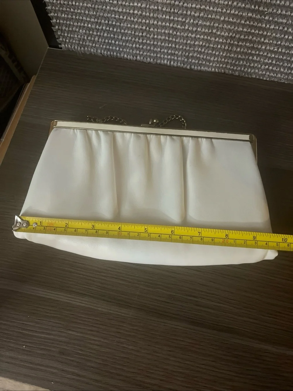 Classic White Evening Clutch with Gold Chain